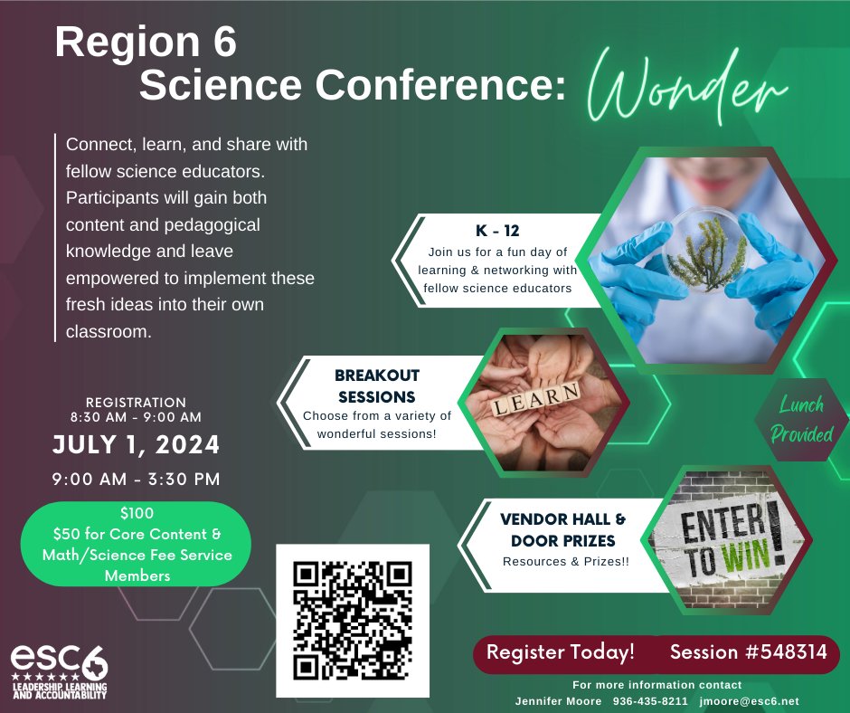 Region 6 Science Conference - July 1, 2024! Register now!