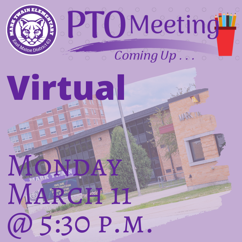 Mark your calendars and join us next Monday, March 11, for our virtual PTO meeting! tinyurl.com/y8235sbp