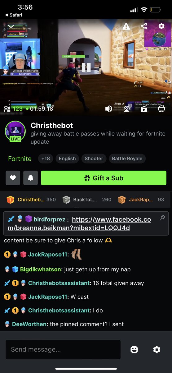 Fortnite down right now but <a href="/christhebot922/">ChrisTheBot</a>  is doin battle pass giveaway live on kick.com/Christhebot   9 more passes left to giveaway stop in