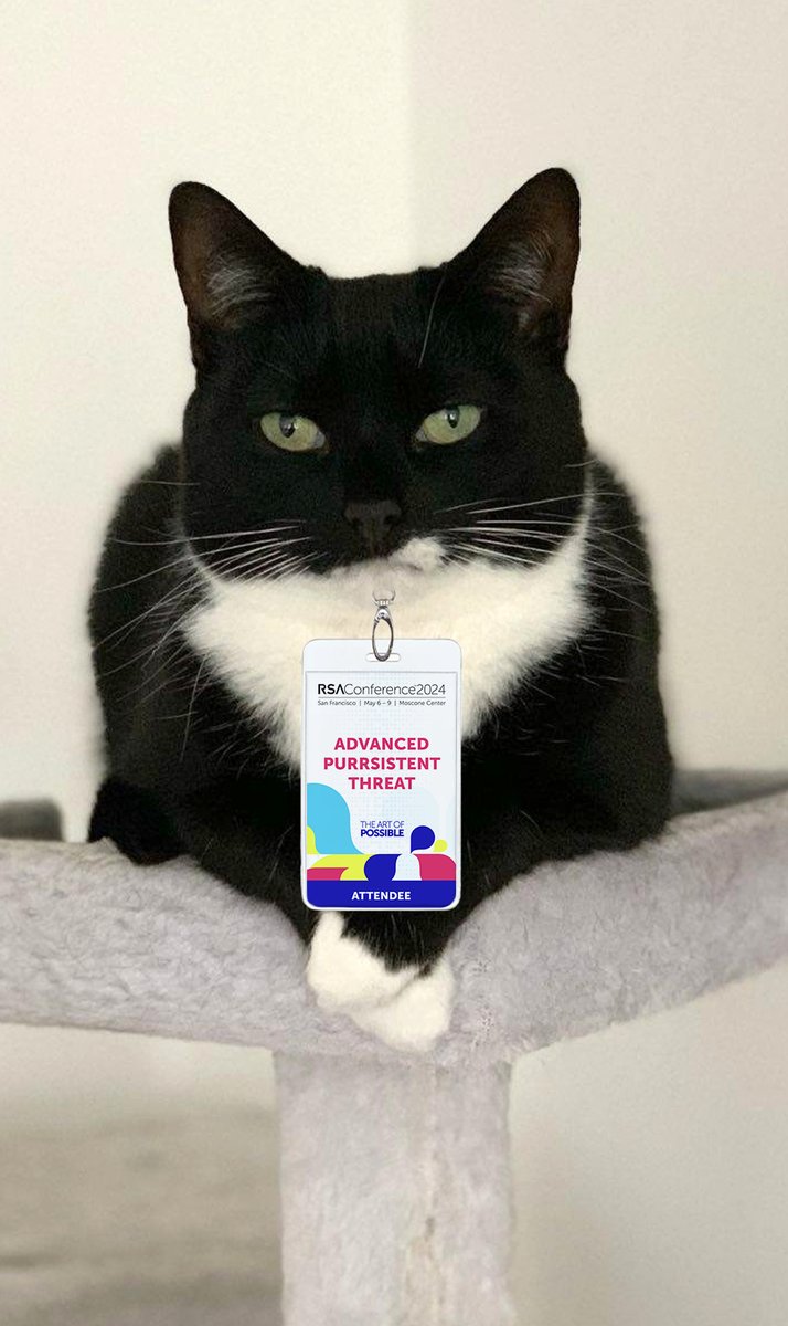 OneRSAC's tweet photo. You get an #RSAC badge! You get an RSAC badge! Every good boy or girl gets an RSAC badge! For providing a morale boost to those working in cybersecurity, every #PetofCyber is deserving of an (unofficial) badge for RSAC 2024. #PetsofCyber #PetsofRSAC https://t.co/lXhzf0nC7s