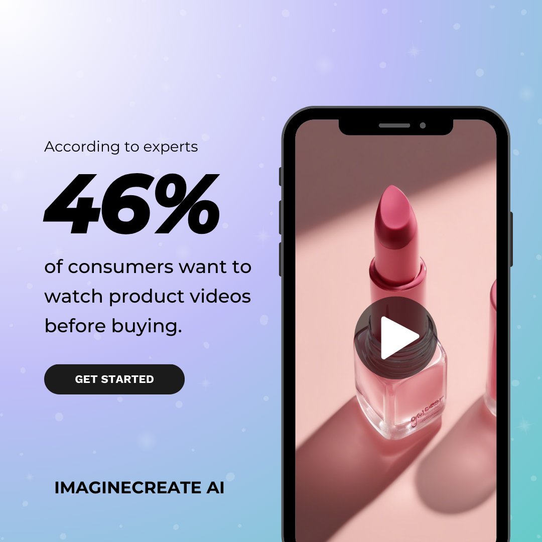 imagine__create's tweet image. Did you know 46% of consumers prefer watching product videos before making a purchase? 🛍️ Elevate your shopping experience with insightful visuals that guide your choices! #EcommerceInsights #imaginecreate