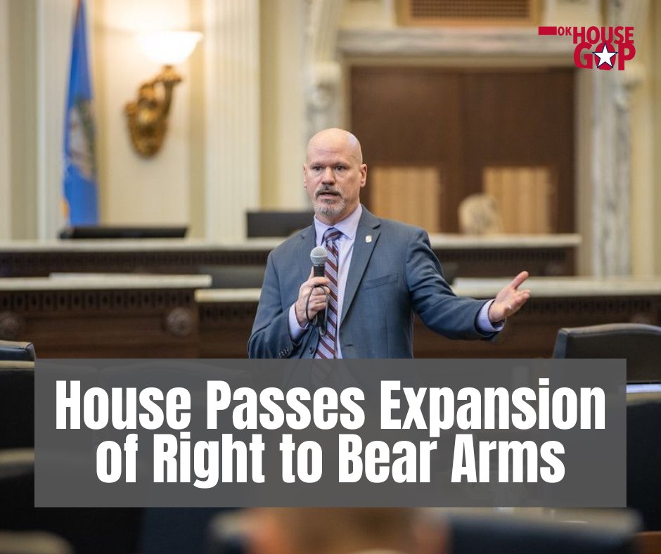 Rep. Kevin West, R-Moore, on Wednesday secured passage of a resolution in the House that would expand Second Amendment protections for Oklahoma citizens if approved by voters. Read more: okhouse.gov/posts/news-202… #okleg