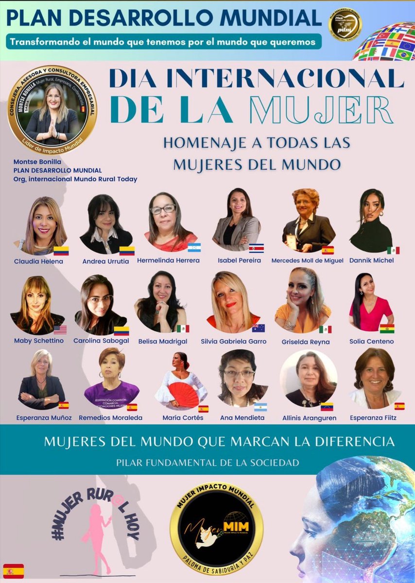 solia_ma's tweet photo. Feliz Día de la Mujer! Muchas gracias  Plan Desarrollo Mundial Organización Internacional Mundoruraltoday  con sede en Granada - España representada por grandes mujeres líderes : Montse Bonilla/ Presidente y Fundadora y Claudia Elena Serje de Colombia / Vicepresidente. https://t.co/ofLlKYh3dW