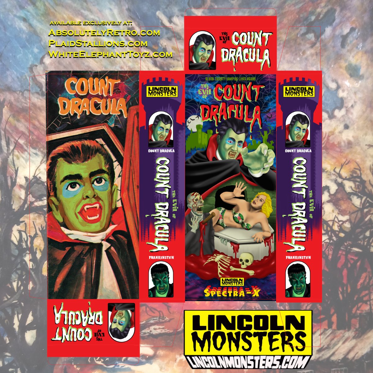 Lincoln Monsters unveils the box for 'The Evil of Count Dracula,' which is coming soon ! See more at the Mego Museum: megomuseum.com/lincoln-monste… #lincolnmonsters #retromonster #mego