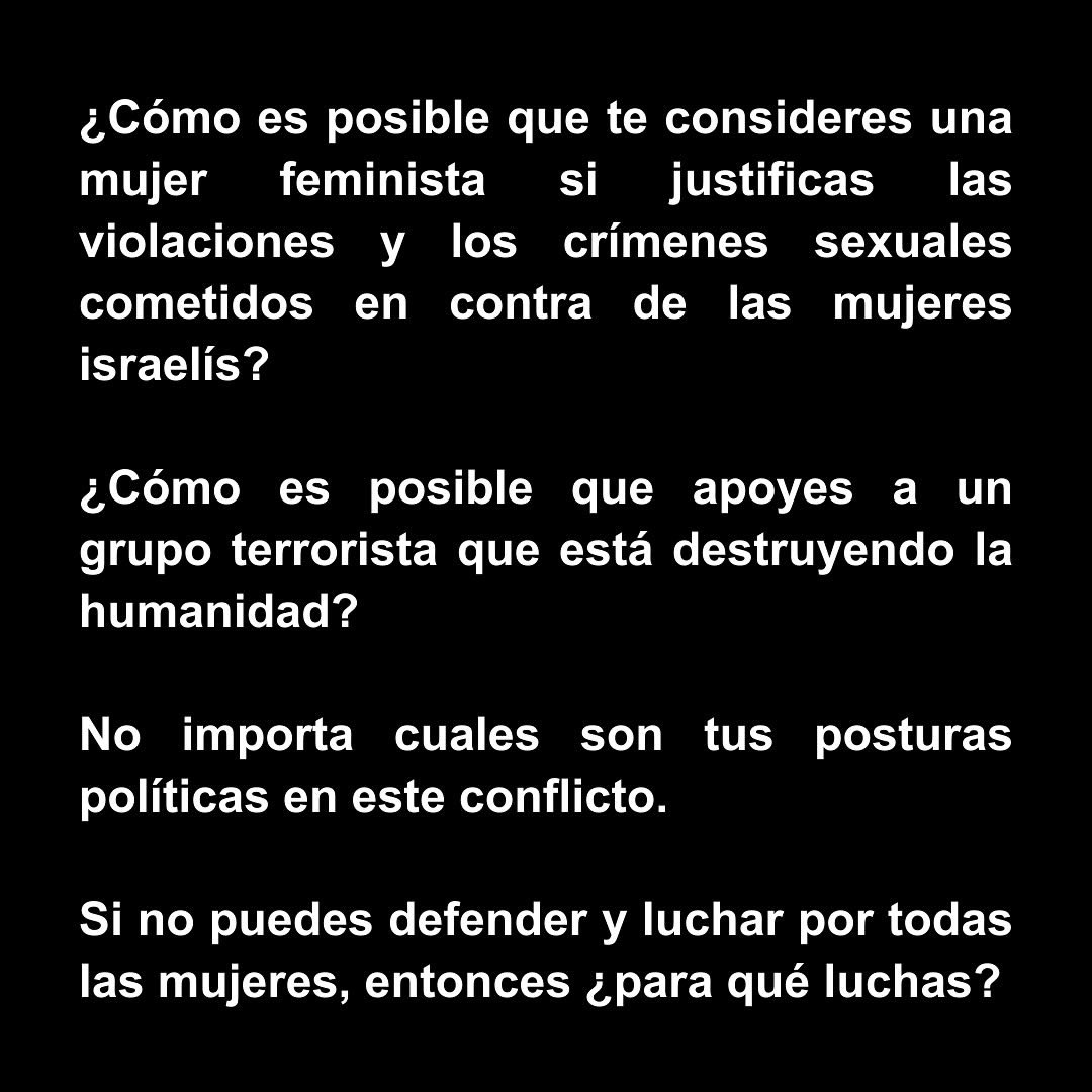 Escribí esta carta para las colectivas feministas que se silenciaron durante los crímenes sexuales perpetrados por Hamas el 7 de octubre  

instagram.com/p/C4QjsaRrbtA/…