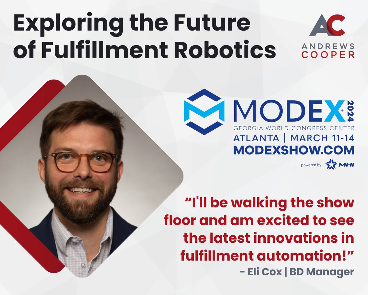 Come find Eli Cox at Modex as he scouts the latest innovations in fulfillment robotics for AC custom manufacturing solutions. Ready to optimize your operation with the latest technology? Let's talk.
#manufacturing #automation #supplychain #robotics #automatetheimpossible #modex