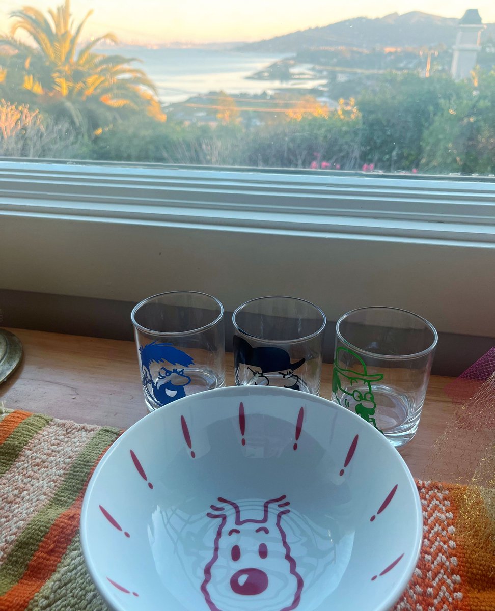 Breakfast of champions with a view 🤩🍩🤌   

Shop the Tintin 4 Glass Set ➔➔ bit.ly/3T4HXsX

#tintinfan #tintin #sausalitoferry #hergé #sausalitoca #sausalito #california #breakfast #morningcoffee #coffee #morningroutine #marincounty #cereal #breakfastofchampions