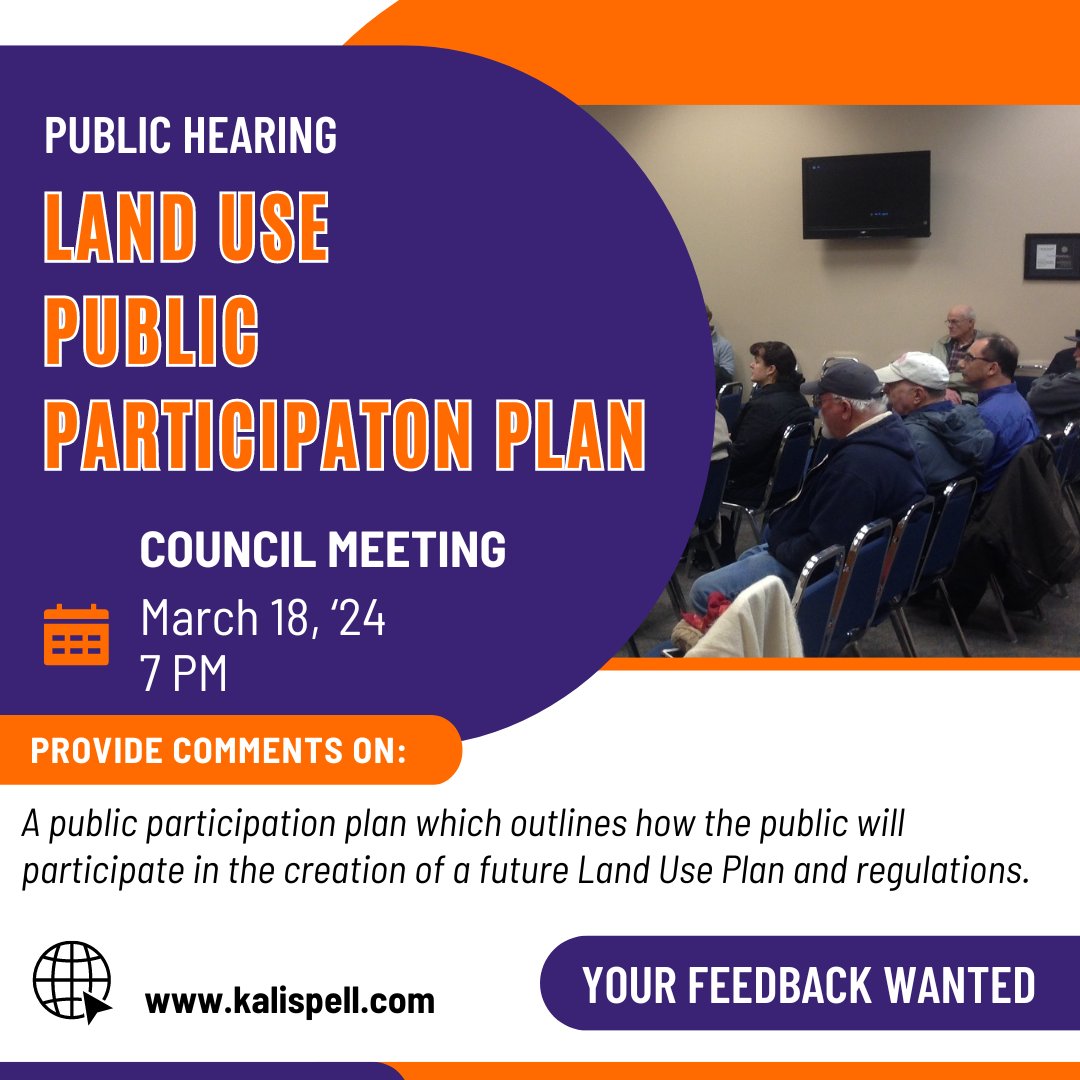 Provide comments in person on March 18 or by email about how you would like to participate in the development of a Land Use Plan that will significantly update land use regulations and the cities processes when reviewing land use applications. Learn more: bit.ly/4a7cpth