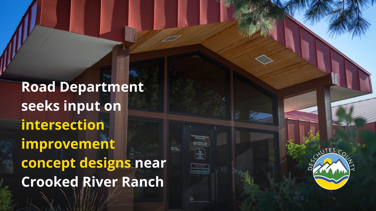 The Road Department is requesting input on design concepts to improve traffic flow and safety at NW Lower Bridge Way and NW 43rd Street near Crooked River Ranch. A virtual open house is available here: bit.ly/3PbOL77 More details here: bit.ly/3TsPdQS
