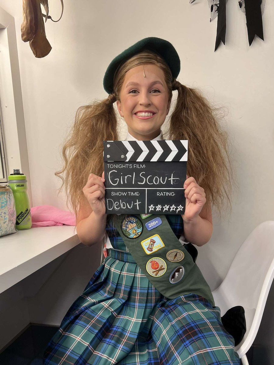 So proud of @meganleaclarke making her Girl Scout debut! #Beetlejuice ❤️❤️@BSATalent @EmilDaleAcademy