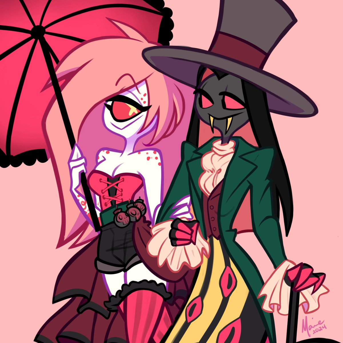 marie3vangeline's tweet photo. ✨️❤️ Matching outfiiiits!! ❤️✨️
#HazbinHotel #cherrisnake https://t.co/giP122EjD8