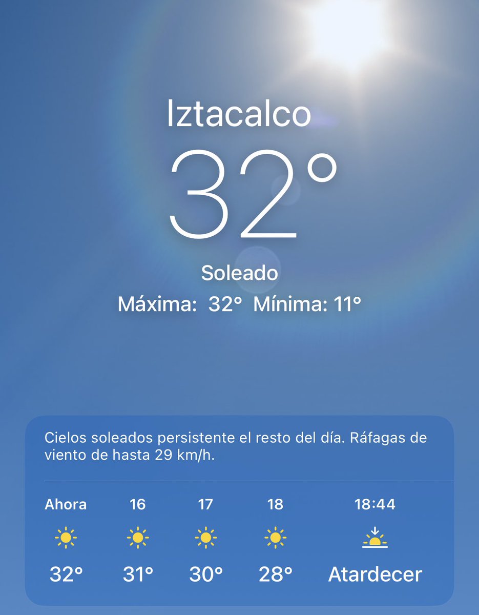 ar2_mx's tweet photo. :#Ar2Clima🦎☀️:
15:16 hrs y en @IztacalcoAl al oriente de la #CDMX se están registrando 32°C.
13 días para que acabe el invierno y ya se fue sin avisar lo que tiene muy molestos al #TeamFrío. https://t.co/mMvxEYuCpX