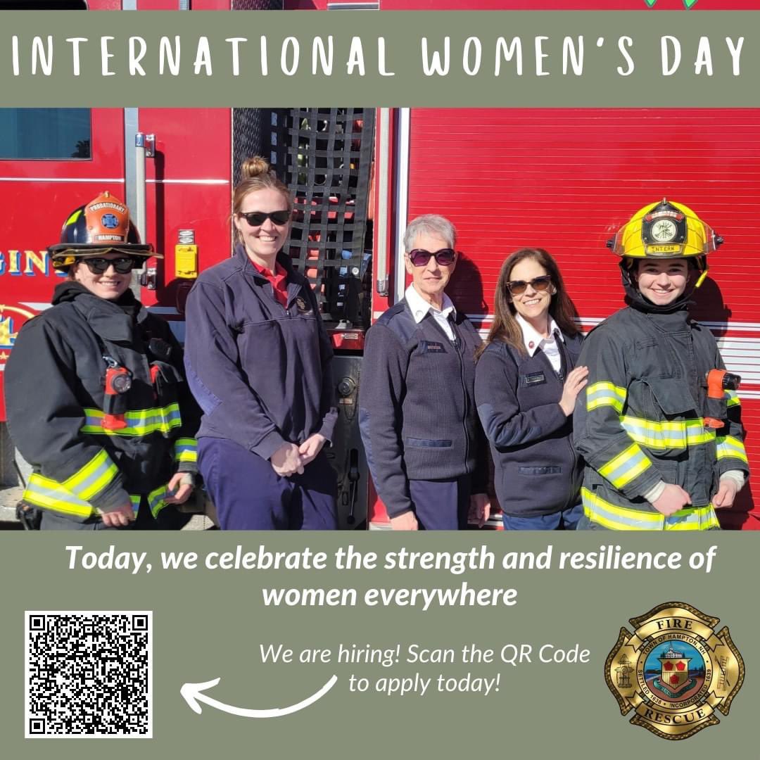 We are proud of the women who serve our department and the Hampton community. Their dedication to their profession is top notch! 🚒🚑🔥

Want to join our ranks? We are hiring!

#HamptonFire #HamptonNH #internationalwomensday #firefighter