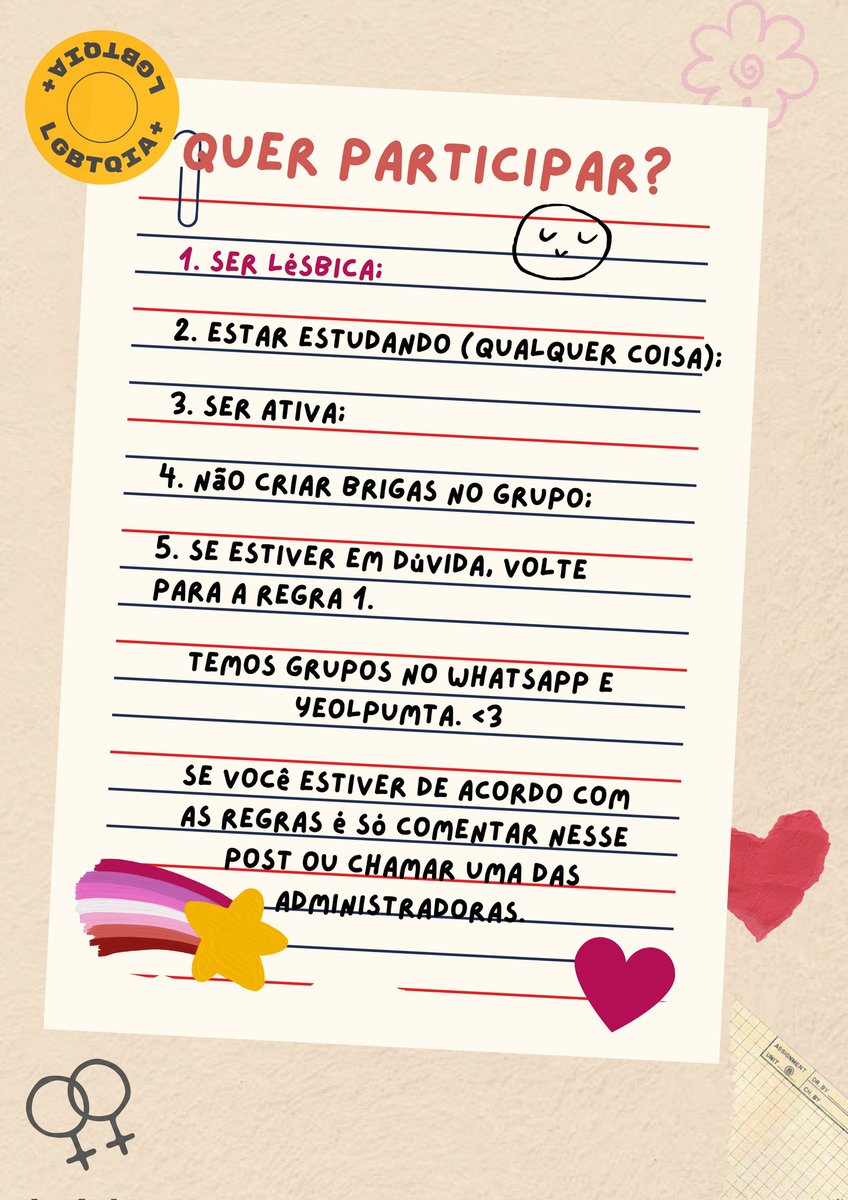 lesbostudytwt's tweet image. ⊹  —  lesbostudy  ⚢  squad do #studytwt para lésbicas!
siga-nos, dê like, retweet e comente "in" para entrar.
oferecemos materiais de estudo e acolhimento lésbico.
♡ para mais informações, leia a seguinte imagem: