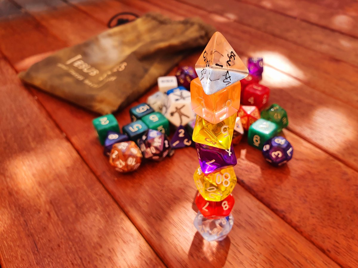 syrinscape's tweet photo. The things we do for work... dice stacking is an extremely important part of our day! 🎲
Who else likes to stack their dice? And who hates it?
#ttrpg #vtt #dicestacking https://t.co/RGZZJCOPOp