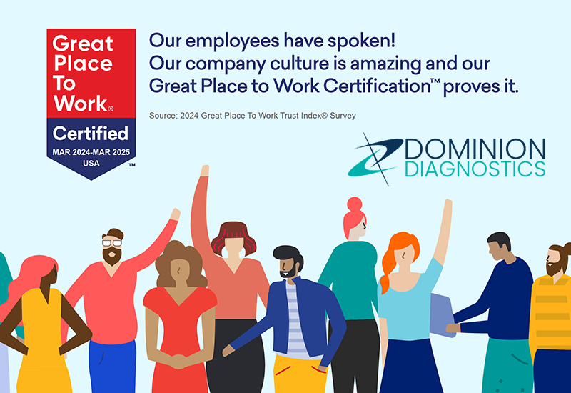 🌟 Dominion Diagnostics is officially a 2024 Great Place To Work! 90% of our team rates us highly, surpassing the US average by 33 points. Thanks to our team for making this possible! #GreatPlaceToWork #DominionDiagnostics <a href="/domdiag/">Dominion Diagnostics</a>
