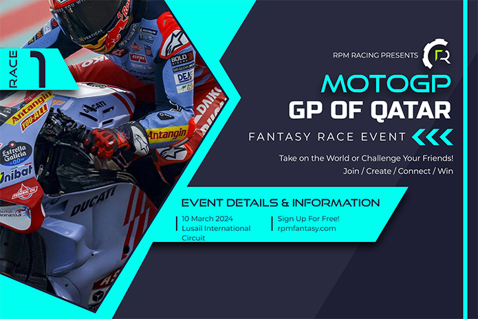 Round 1 is here! Start off your fantasy MotoGP season with the most dynamic platform available! Join us today! #RPMfantasy #MotoGP #GPofQatar #MotoGP2024 #Qatar #motorsports #motorcycle #racing #racefan #fantasymotogp #motogpfantasy
