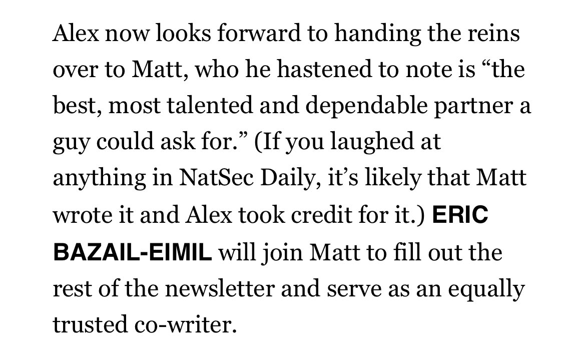 ICYMI in today’s NatSec Daily: today is my last day as a @politico fellow. On Monday, I’ll be joining @mattberg33 as a co-author for NatSec Daily! I’ll also be writing breaking national security and defense stories.