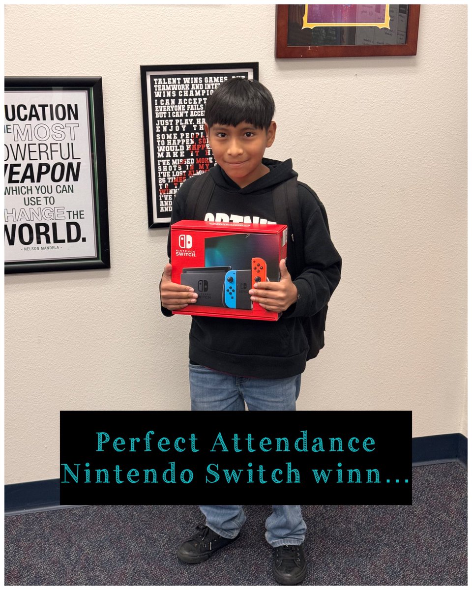 Congrats to our perfect attendance raffle winner! Alex got the Nintendo Switch.