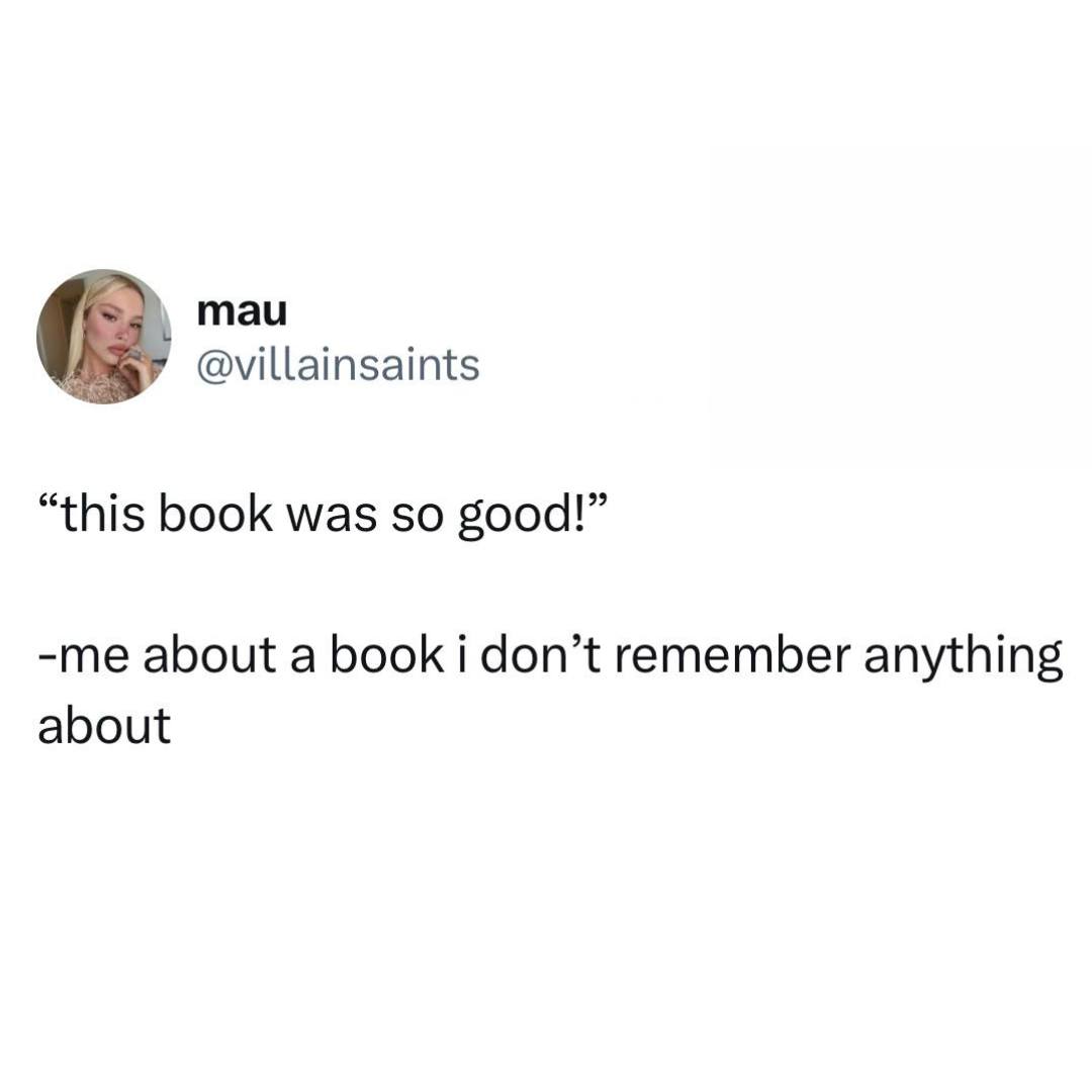 SEAveryAuthor's tweet photo. I just remember that I liked it.
#ReadingProblems https://t.co/maWEVfjfKl
