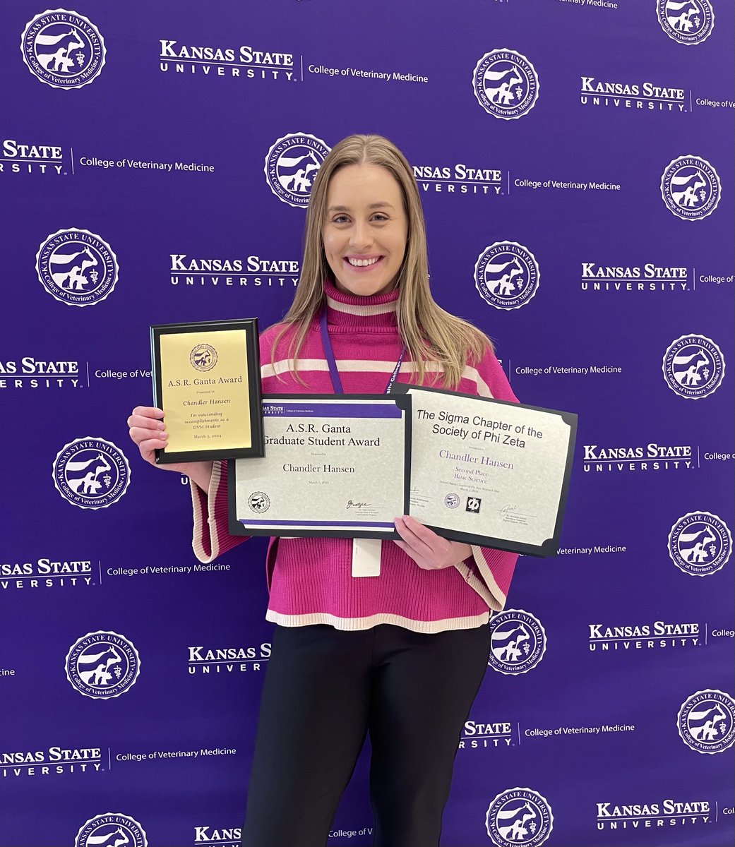 Department of Anatomy & Physiology (@ksudap) on Twitter photo Congratulations to <a href="/KSUDAP/">Department of Anatomy & Physiology</a> PhD candidate <a href="/chaanddlerrrr/">Chandler Hansen</a>! Chandler placed 2nd for her oral presentation in the Basic Sciences category at Phi Zeta Research Day <a href="/KSUCVM/">K-StateVetMed</a>, AND also won the A.S.R. Ganta award for her first-author manuscript*! We are very proud of her! Congratulations to <a href="/KSUDAP/">Department of Anatomy & Physiology</a> PhD candidate <a href="/chaanddlerrrr/">Chandler Hansen</a>! Chandler placed 2nd for her oral presentation in the Basic Sciences category at Phi Zeta Research Day <a href="/KSUCVM/">K-StateVetMed</a>, AND also won the A.S.R. Ganta award for her first-author manuscript*! We are very proud of her!