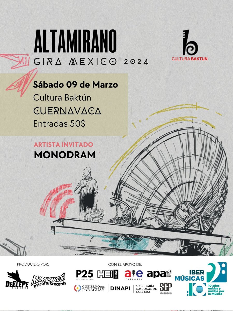 Felices de compartir escenario con <a href="/altamiranopy/">ALTAMIRANO</a> desde #Paraguay 
Este sábado 09 de marzo a las 8 pm en <a href="/culturabaktun/">Cultura Baktun</a>
¡Bienvenidos al drama!