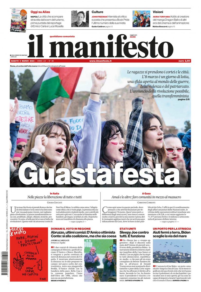 Le ragazze si prendono i cortei e le città. L’ #8Marzo è un giorno di lotta, una sfida aperta al mondo delle guerre, della violenza e del patriarcato. L’annuncio della rivoluzione possibile, quella transfemminista #ilmanifesto #laprima