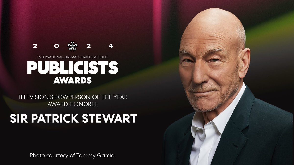 The Television Showperson of the Year Award goes to <a href="/sirpatstew/">Patrick Stewart</a>. #PublicistsAwards #StarTrek <a href="/StarTrek/">Star Trek</a> <a href="/iatse/">IATSE // #IASolidarity</a>