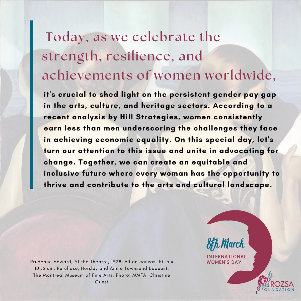 Wishing everyone a wonderful International Women's Day! May this day inspire us all to champion gender equality, break barriers, and create a future where every woman has the opportunity to shine. Reference : statsinsights.hillstrategies.com/p/wages-cultur… . . #iwd2024 #arts #womenartists
