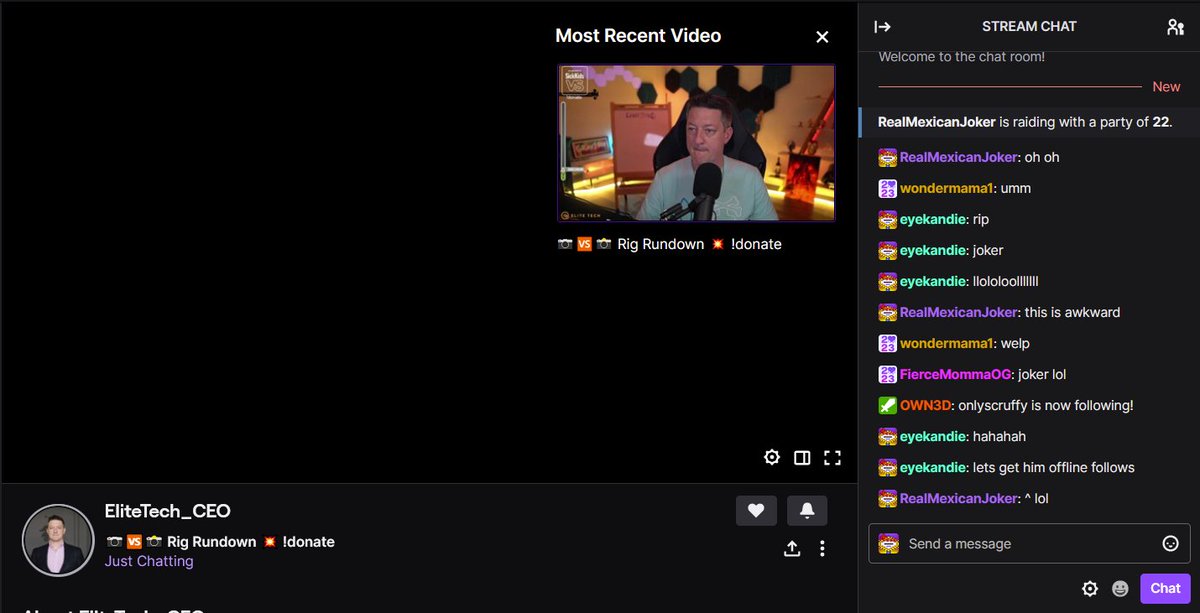 RealMexicanJok1's tweet image. When you accidentally raid someone who just went offline... lol @EliteTech_CEO #streamerfail