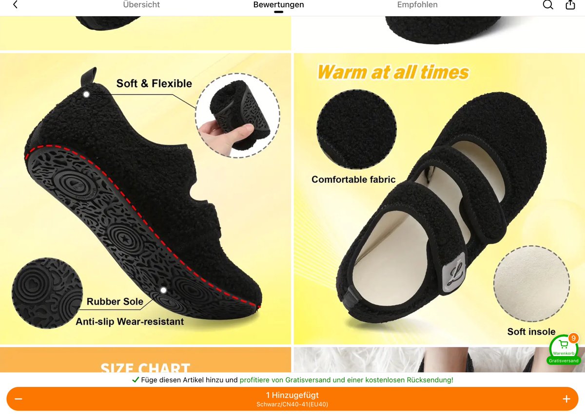 🤔Gibt es hier Damen, die weiche Pantoffel in 42 1/2 oder 43 
(für Fußlänge 27,xx cm) gebrauchen können? 
Die Menschin wollte sie umtauschen, weil sie ihr zu groß sind, aber der Händler hat ihr einfach den Kaufpreis erstattet. 🤗Vielleicht kann sie ja jemand gebrauchen.