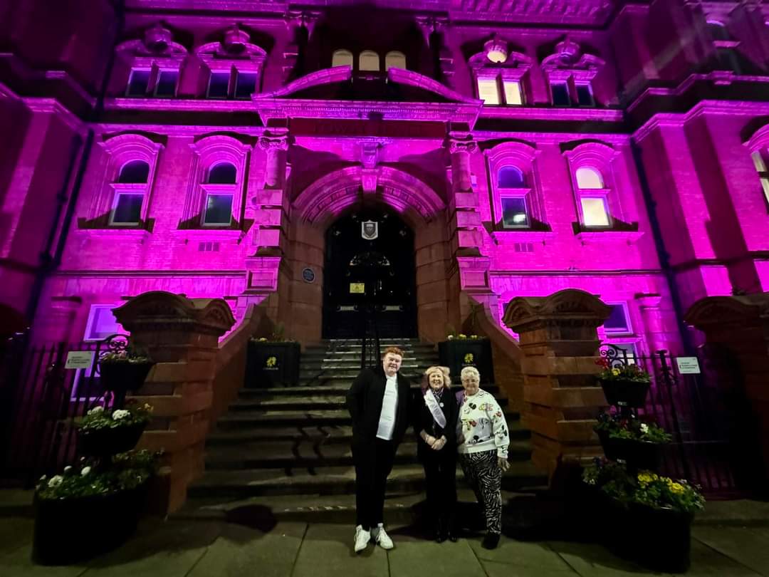 CllrDraper's tweet image. Wigan &amp;amp; Leigh Town Halls are looking impressive lit up 💜 tonight to celebrate #WID2024 &amp;amp; @WASPI_Campaign to support all of our 1950s born women 18K in the Wigan Borough 3.9M countrywide 250K lost one 1950s lady dies every 13 minutes we need Justice now 
#fairandfastcompensation