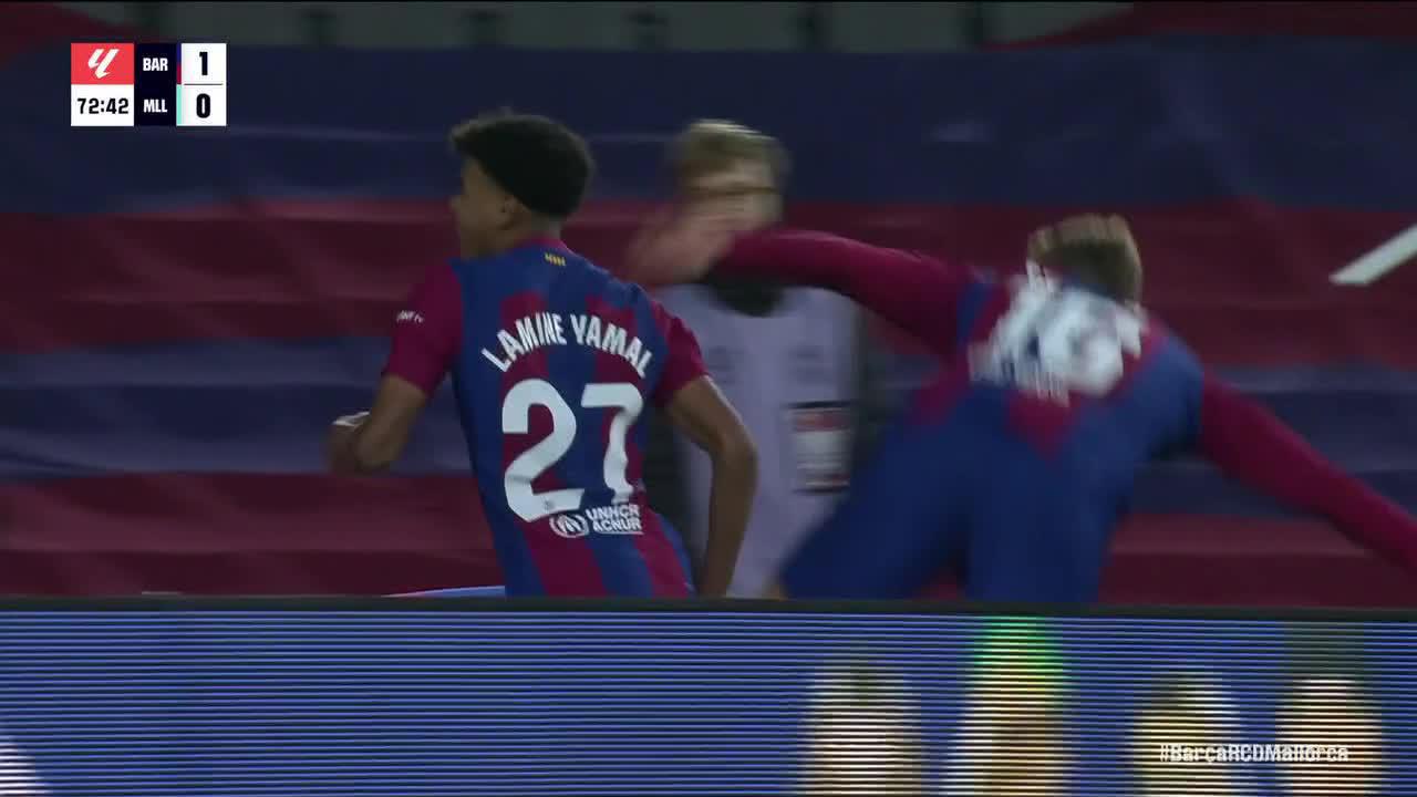 16-YEAR-OLD LAMINE YAMAL WITH A WORLD CLASS GOAL TO GIVE BARCELONA THE LATE LEAD!HE IS SPECIAL!!! ✨