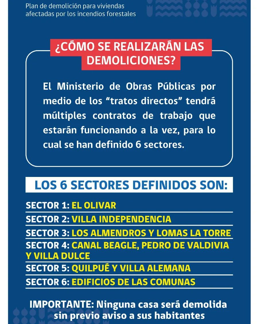 🔴 Te invitamos a conocer en detalle el #PlandeDemolicion de viviendas afectadas por los incendios forestales en la Región de Valparaíso, estos trabajos serán financiados en su totalidad por el @GobiernodeChile 👇