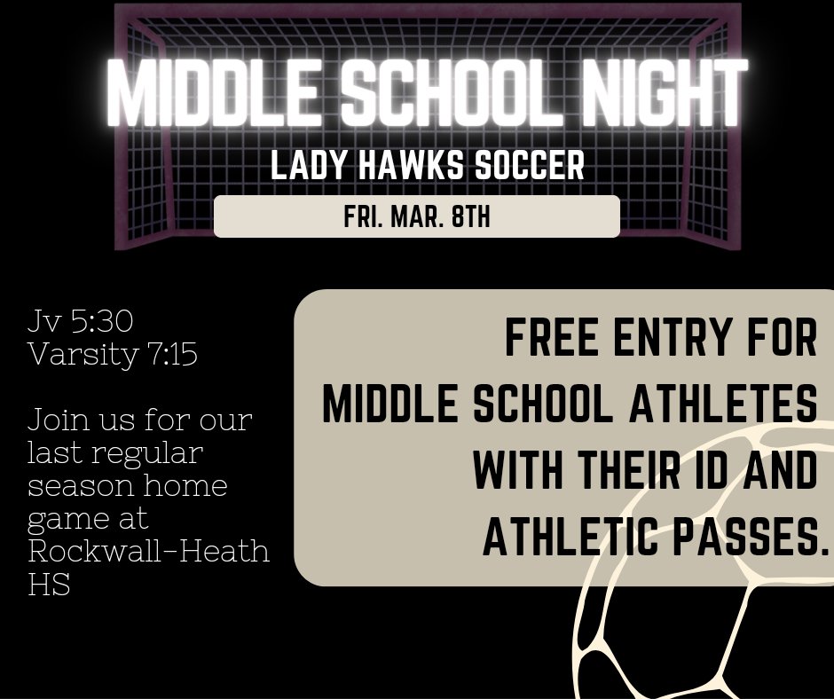 Middle school, join us for our last district home game! Free entry with your athletic pass and school ID! @CainMustangs @utleywolves