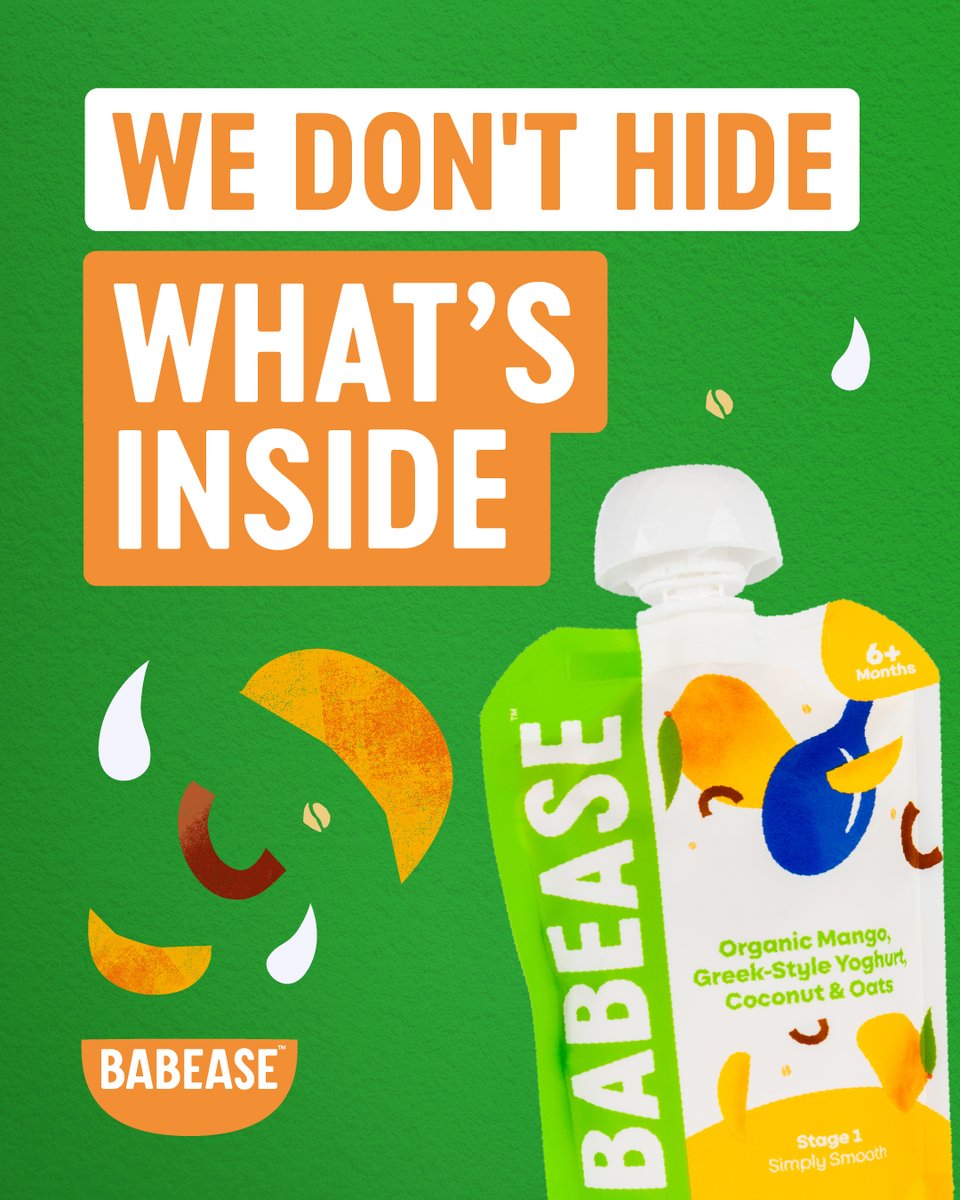 babease's tweet photo. "We don't hide what's inside 👀👉 Take a look
Simple, organic and packed with tasty goodness, this breakfast pouch is the perfect choice for busy mornings! 😎🙌" #babyfood #weaning #FridayVibes https://t.co/vVWqqcqnZ5