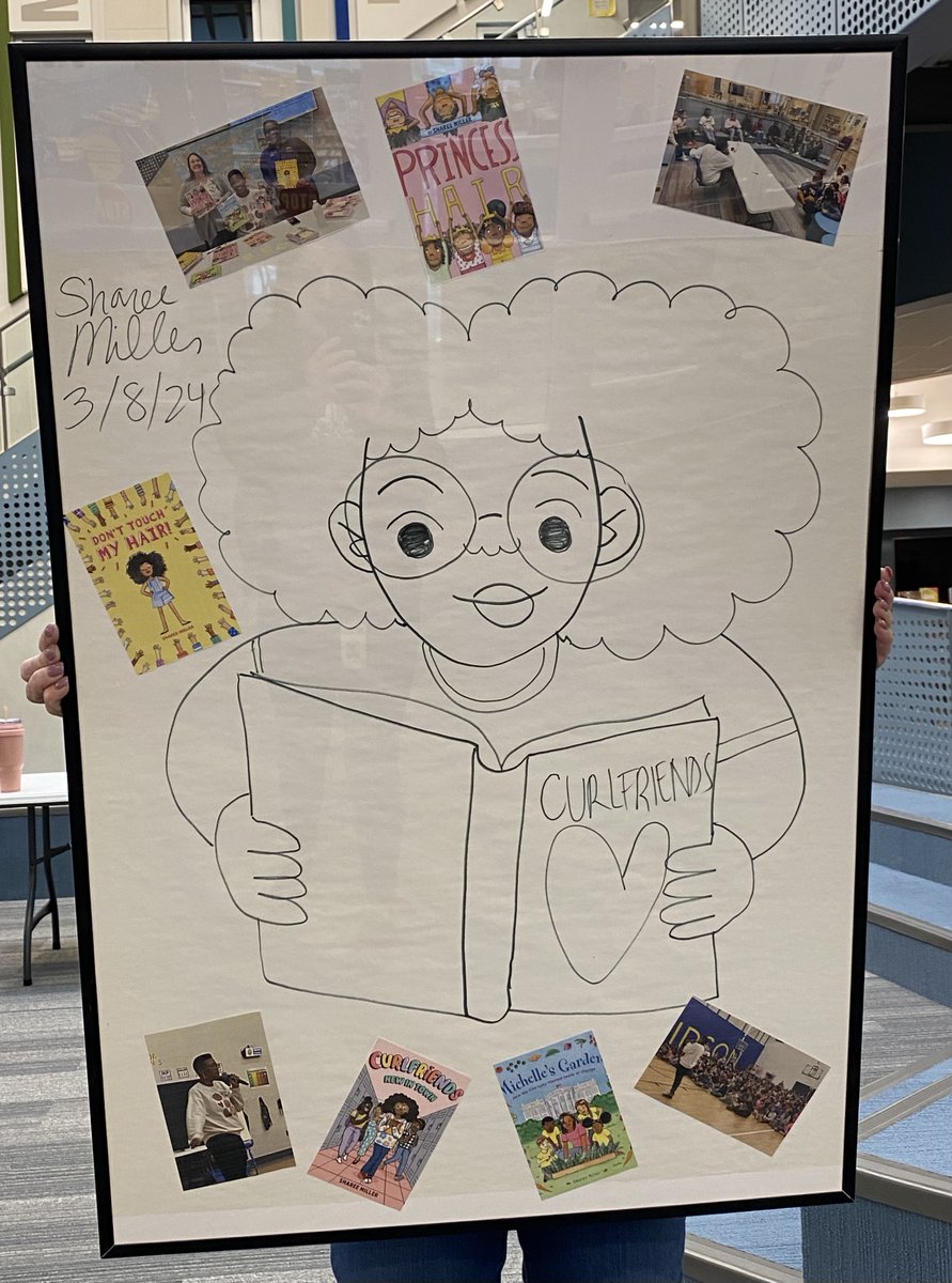 Author/Illustrator Sharee Miller drew the illustration character of her graphic novel Curlfriends character. Everyone enjoyed the author visit today.