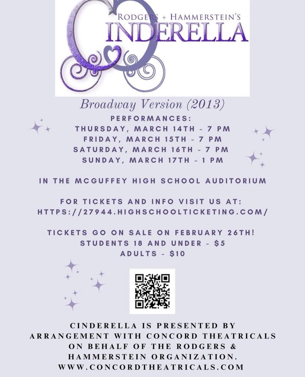 thsjoseph's tweet photo. Please support McGuffey School District’s production of Cinderella! 

Tickets are on sale now! See below for more info. https://t.co/MngOI3iGmE