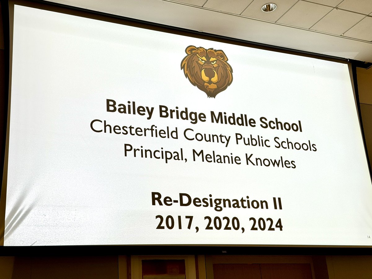 Congratulations to Bailey Bridge Middle School on their second Virginia Schools to Watch Re-Designation! (<a href="/BBMSPrincipal/">Melanie Knowles</a>)