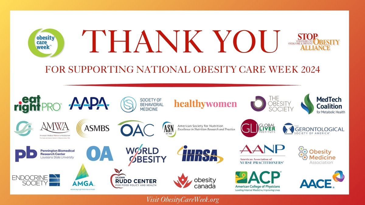 A group THANK YOU to every one of you champions for being a part of #ObesityCareWeek. You and your work is valued and essential for shaping our perceptions of obesity and the fight against it.