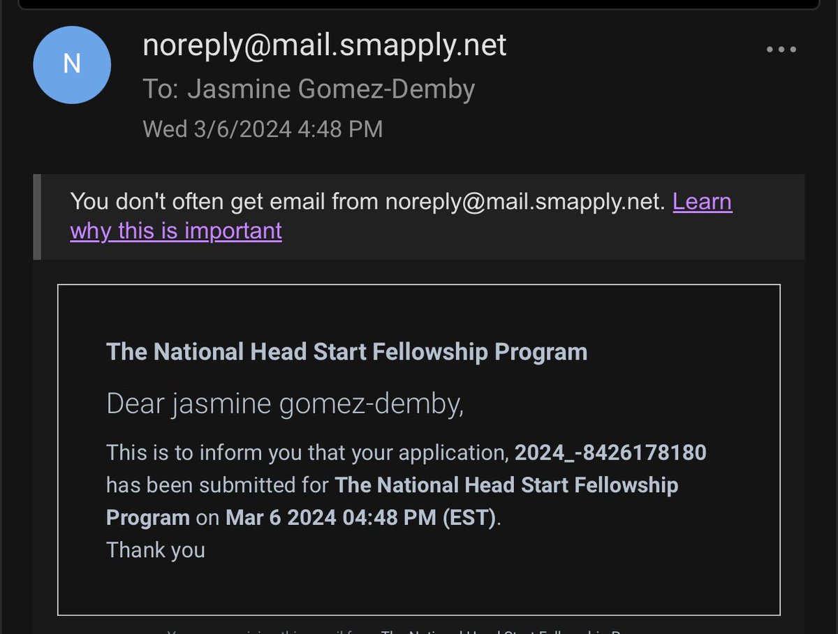 @HeadStartgov 

I am thankful for The National Head Start Fellowship Program it is a TOP-TIER opportunity!!! 

#HeadStartFellowship 
#AppSubmitted #Excited #FingersCrossed #Prayerfully #advocacy #Leadership #Diversity #ProfessionalGrowth