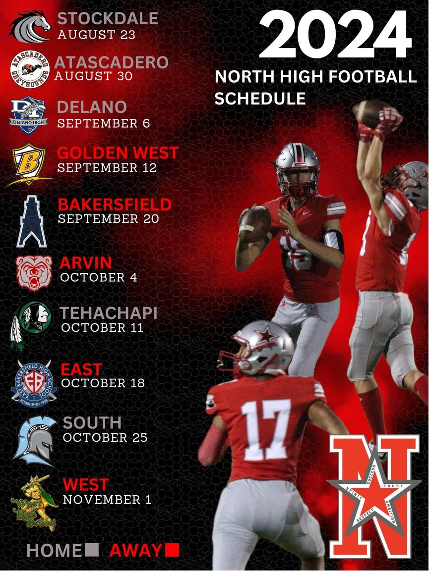 NHSFootball08's tweet photo. 2024 North High Stars Football Schedule 🔴⭐️⚪️ https://t.co/xwj7oSZTLG