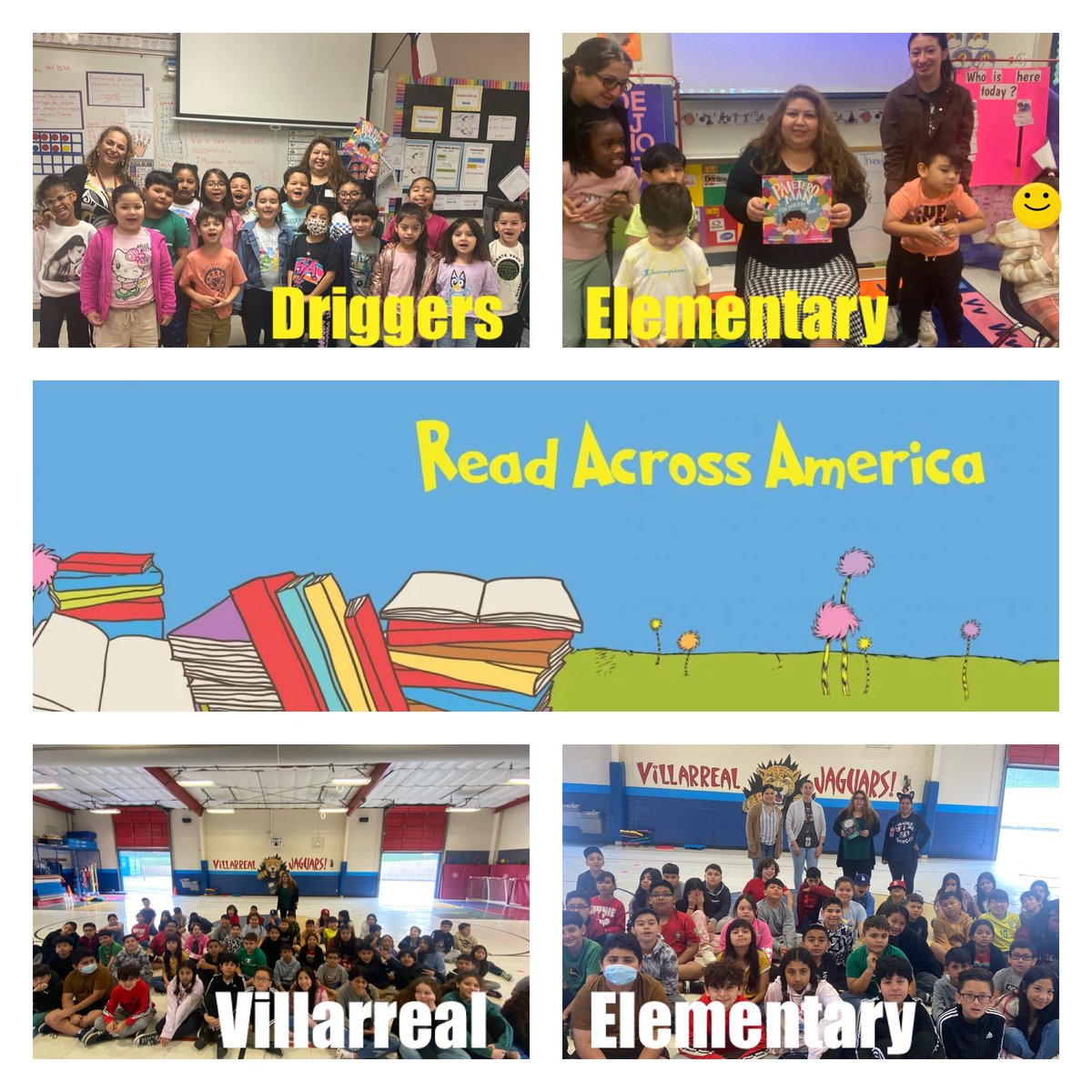 Thank you so much to @NISDDriggers and @NISDVillarreal_ for inviting me to read during Read Across America week! I had a wonderful time reading 'Paletero Man' and 'La cena macabra del chupacabra'. 📚 #ReadAcrossAmerica