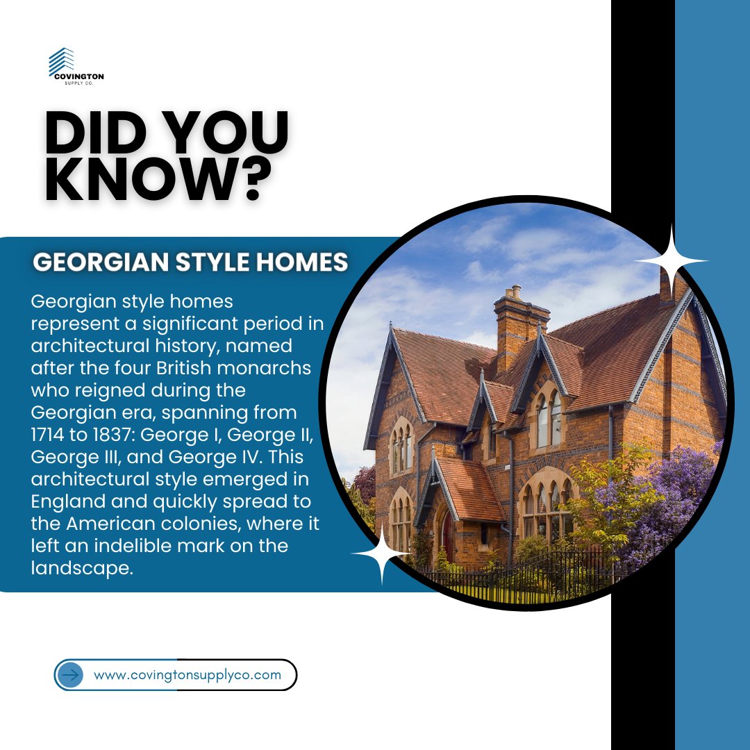 _CovingtonCo's tweet image. Step into the elegance of Georgian style homes, characterized by symmetry, classical proportions, and timeless appeal.

Ready to infuse your home with timeless elegance?

#GeorgianHomes #TimelessElegance #covingtonsupplyco