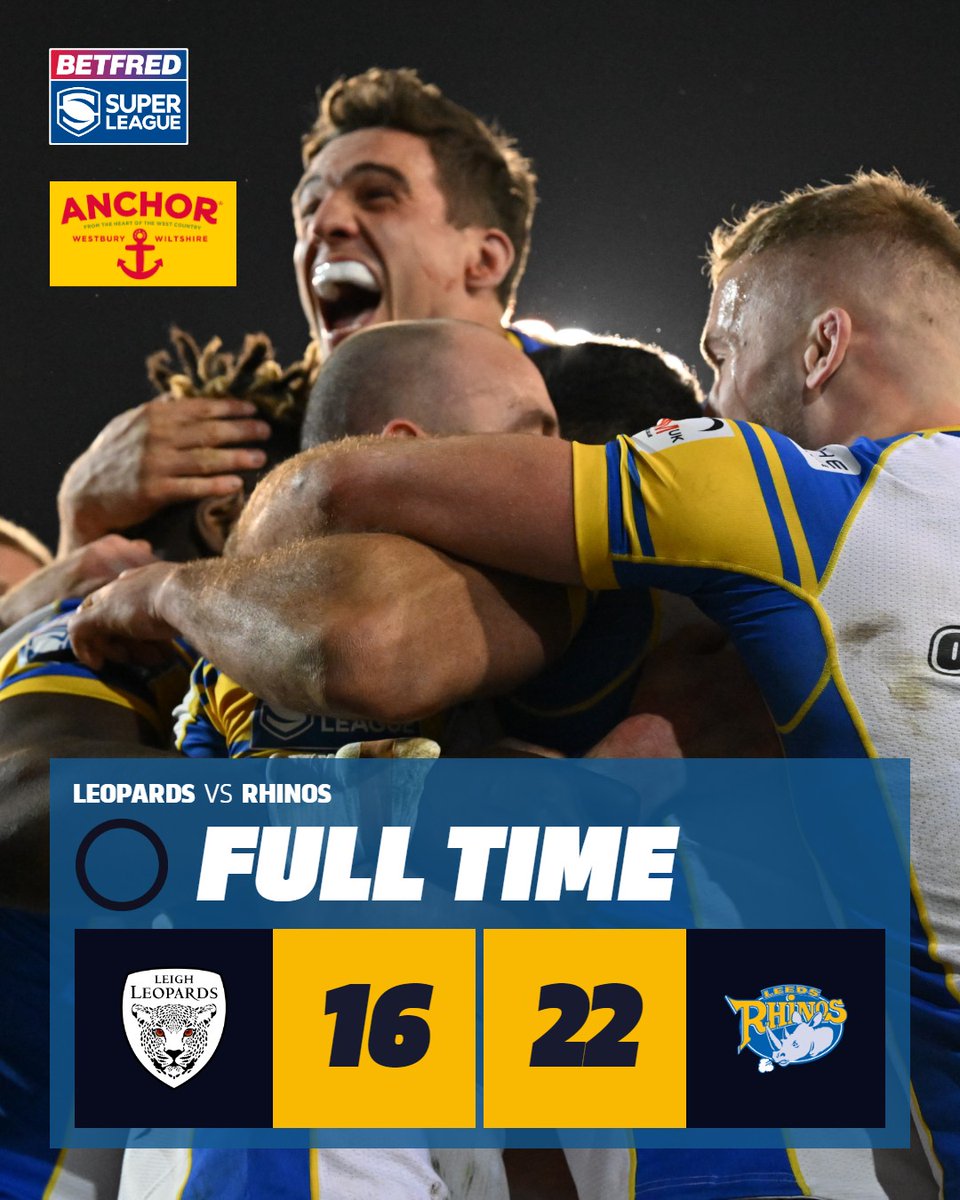 leedsrhinos's tweet photo. Wow! What a team, they never gave in and came up with an incredible second half to take the win
Leopards 16 - 22 Rhinos 
🤝 In partnership #Anchor 
#ButtertheFoodButtertheMood https://t.co/4kZYVSwL6c