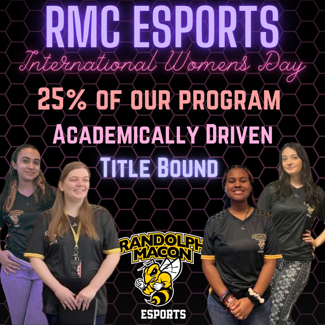 We're celebrating International Women's Day with all the women who are a part of the RMC Esports program. Most hold leadership positions and all our YJ's are driven both in and out of the arena. Girl Power!

#RMCEsports #esports #videogames #gaming #internationalwomensday