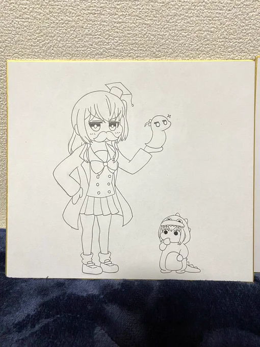 本日頒布予定の色紙になります🎓
ちょっと寂しいので少し描き出すかもです 