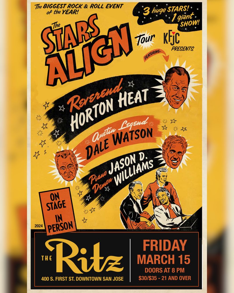 🔥 REVEREND HORTON HEAT 🔥

Next week! With special guests Dale Watson and Jason D. Williams! Tickets on sale now!

Friday // 03.15.24 // 8PM // 21+
🎫 l8r.it/uY48 🎫

🏷️ #reverendhortonheat <a href="/revhortonheat/">Reverend Horton Heat</a> <a href="/thedalewatson/">Dale Watson</a> <a href="/rockinjasond/">Jason D Williams</a> #theritzsj #sanjose #dtsj