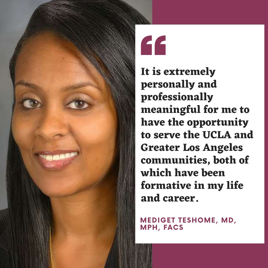Mediget Teshome, MD, MPH, FACS, was appointed by @UCLAHealth as the new Chief of Breast Surgery and Director of Breast Health. ow.ly/to4T50QNR21 #InternationalWomensDay #Empowerwomen @drmediget