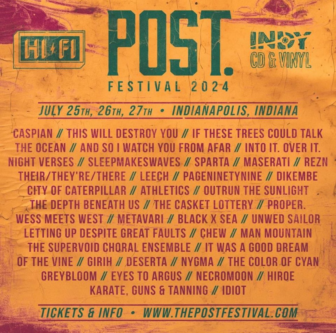 Kansas City scene pioneers The Casket Lottery seamlessly blend post-hardcore intensity with melodic indie rock sensibilities. Don't miss a chance to be immersed in their stage magic this July! 

<a href="/thehifiindy/">HI-FI | HI-FI Annex</a> July 25-27

Tickets and more info: thepostfestival.com
